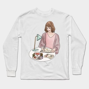 Writing girl Long Sleeve T-Shirt